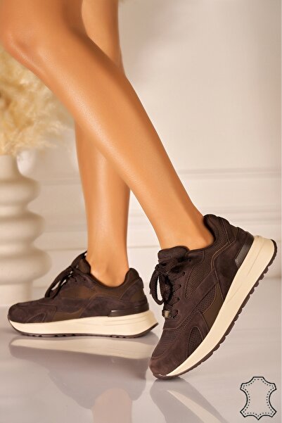 Joana Sneakerși Yordi din piele piele întoarsă neagra - 3cm