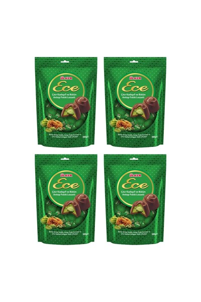 Ülker Ece İkramlık Çıtır Kadayıf ve Bütün Antep Fıstıklı Çikolata 300 gr x 4 ...