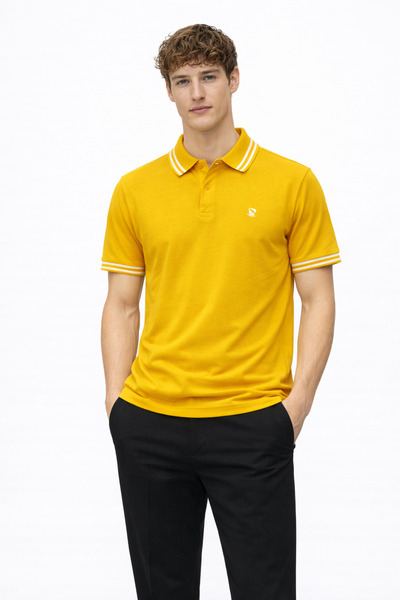 Gdm collection Erkek Polo Yaka Baskı ve Şerit Detaylı T-shirt