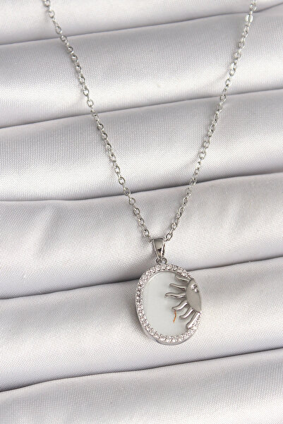 online kapsulavm avm alışveriş 316L Steel Silver Color Chain White Enamel Sun...