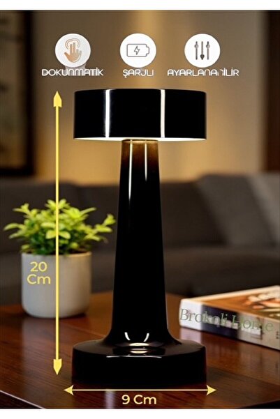 Brokoli Home Avec Dokunmatik Masa Lambası 3 Işık Renkli Dim Ayarlı Şarjlı Mas...