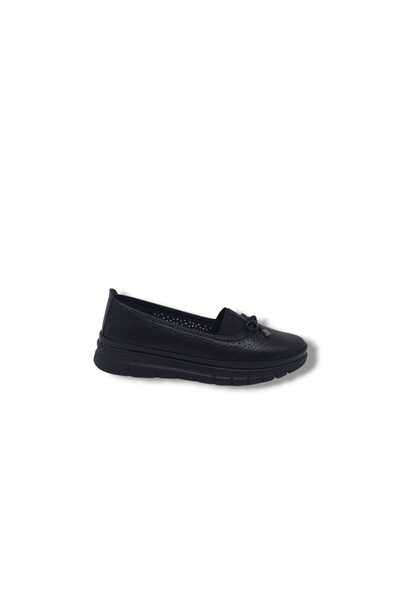 Zerhan حذاء وانيتي 112 نسائي مريح للاستخدام اليومي بفيونكة سوداء