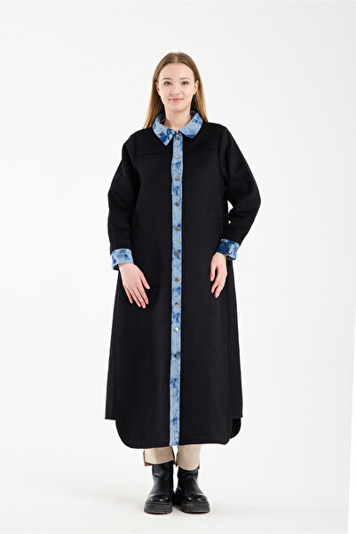 Invee Melton Denim Hood Black