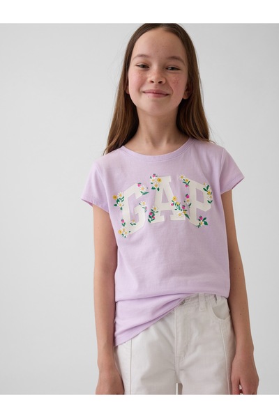 GAP Kız Çocuk Lila Logo T-Shirt