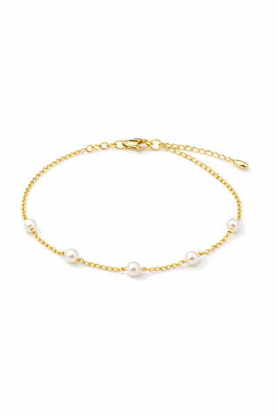OEM Gold Bracelet with White Pearls, Elegant, Adjustable, Fine Chain