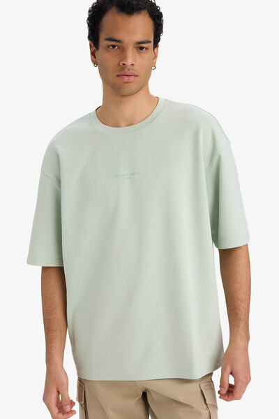 DeFacto 26Y801003138 Verde mentă Bărbați tricou F9684AX/GN1180