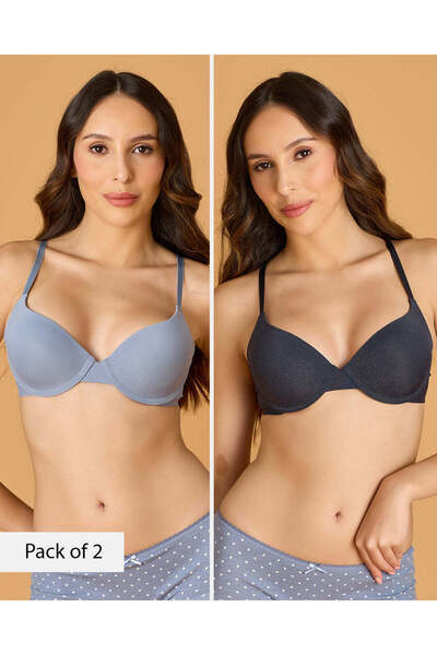 REDTAG طقم نسائي من قطعتين: تيشيرت وحمالة صدر بألوان متنوعة.