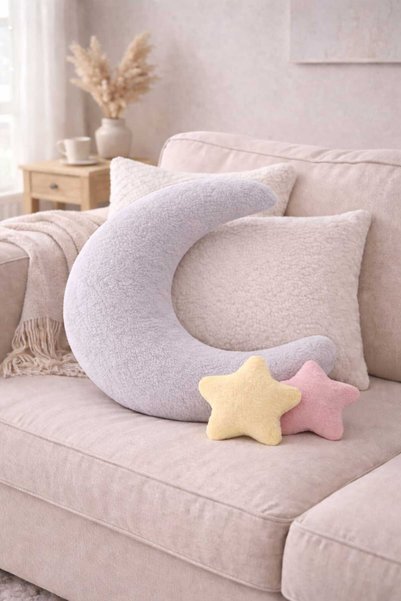 CHIZGY Pernă decorativă din pluș Welsoft Moon, umplută moale, accesoriu pentr...