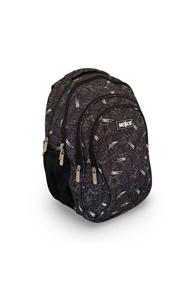 Mesco Mesco large school bag, 4 compartments, Stars, Grey, 38 x 25 x 15 cm