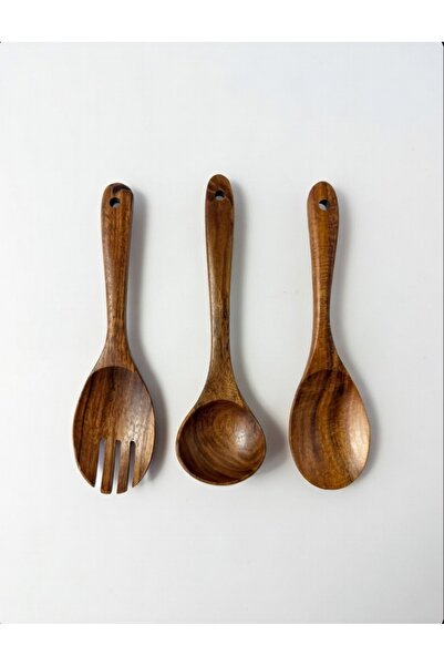 BALSA Akasya 3 lü Servis Seti - Kaşık, Kepçe, Çatal mm