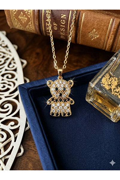 NAS fashion Kadın Taş Detaylı Gold Renk Minimal Ayıcık Kolye