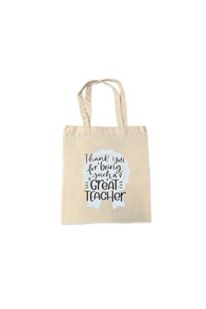 Printoot Great Teacher Award Tote Bag Featuring Artistic Badge Graphic and Co...