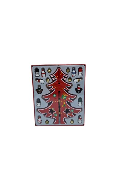 decotoys Brad lemn ornament roșu M