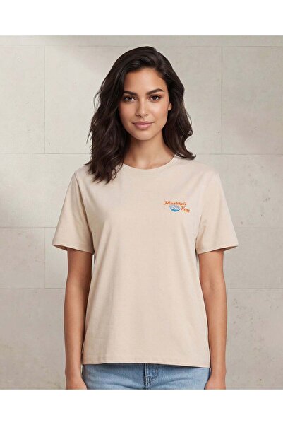 REDTAG Women Beige Placement Print T-Shirt