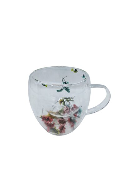 decotoys Cana din sticla cu flori naturale