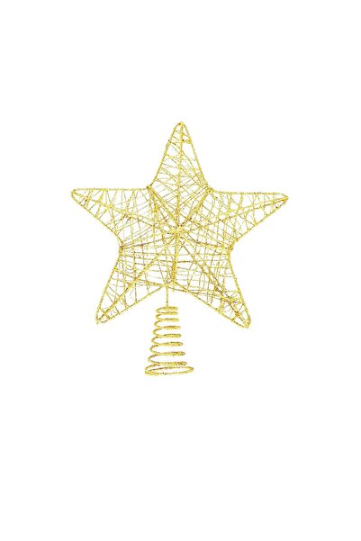 decotoys Varf de brad stea metal auriu