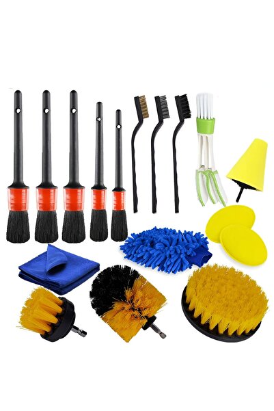 Avaleea Set 17 accesorii pentru curatare auto, interior/exterior, 5 pensule, ...