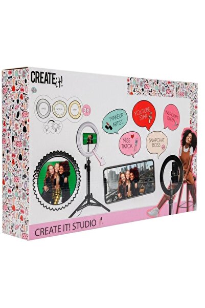 Create It Lampa circulara cu suport selfie si trepied Create It! 80 cm