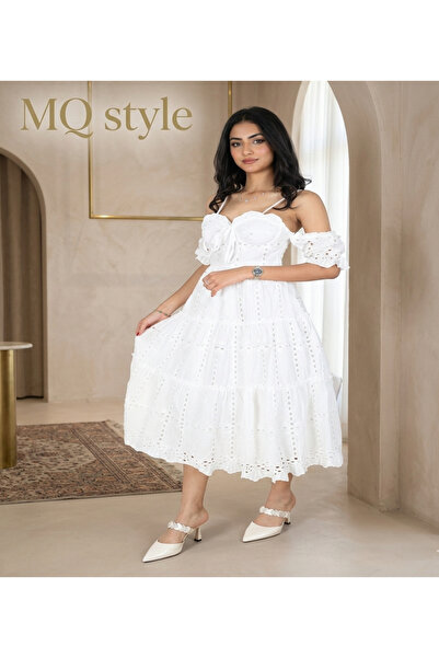 MQ فستان "أورورا" الأبيض – سحر الدانتيل والأنوثة الطاغية من (مجموعة )