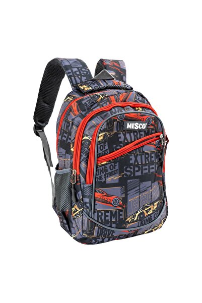 Mesco Ghiozdan scoala 4 compartimente, Masini, Multicolor, 38 x 25 x 15 cm