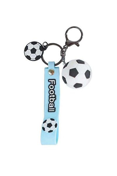 Van Manen Soccer Ball Keychain , Silicone Cord and Clip, Blue, 15 cm