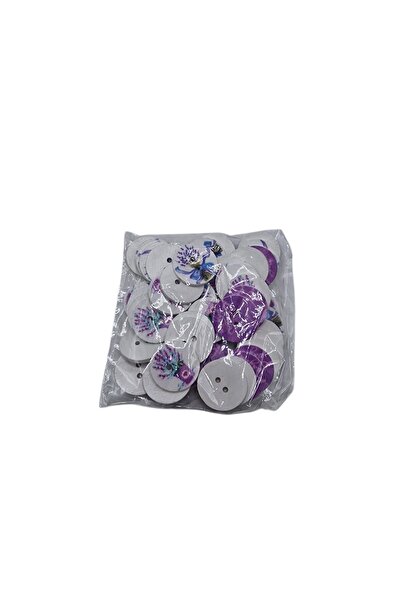 decotoys Wooden ornament 50/set lavender buttons