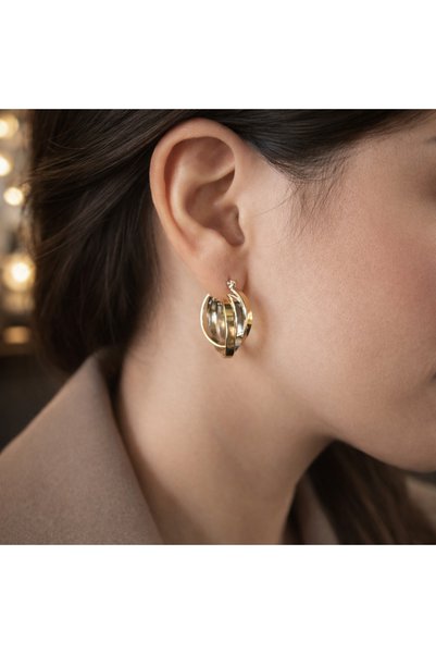 TAUPE Bijoux Ann Silver and Gold Triple Steel Hoop Earrings