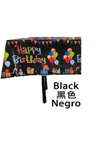 Avaleea Foil tablecloth, Happy birthday, black+137*183cm