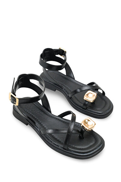 Riccon Kadın Parmak Arası Sandalet 00121004 Siyah Rustik