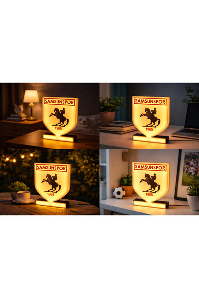 Exyrio Samsunspor Logolu 3D LED Gece Lambası – 12V Adaptörlü – Masaüstü Dekor...