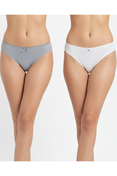 REDTAG عبوة من قطعتين من سراويل داخلية نسائية قصة ساق عالية مطبوعة برقائق معدنية