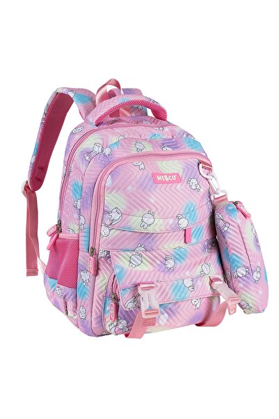 Mesco School bag with pencil case included, 4 compartments, Pink/Multicolor, ...