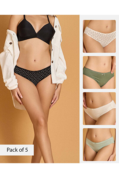 REDTAG مجموعة متنوعة من 5 سراويل داخلية نسائية عالية الساق 365