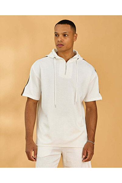 REDTAG Men Mid-Grey Hoodie T-Shirt