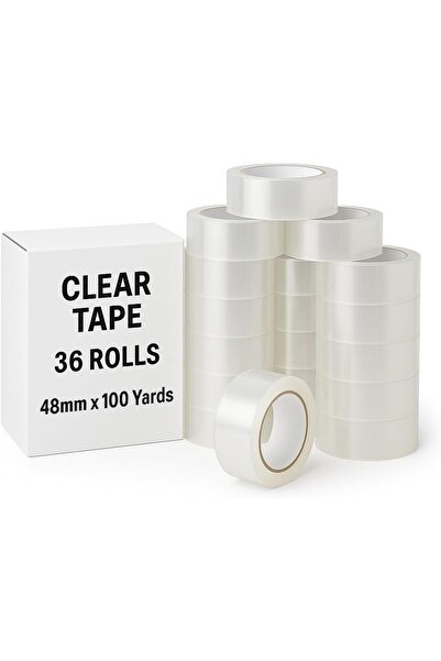 Generic Clear Packing Tape - 36 Rolls | 48mm x 100 Yards Strong Heavy-Duty Ta...