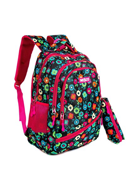 Mesco Ghiozdan scoala Flori, 4 compartimente si penar, Multicolor, 44 x 32 x ...