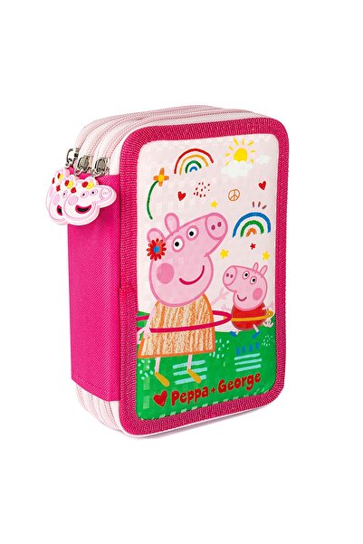 PAW PATROL School textile pencil case, 3 compartments, Peppa Pig, 21 cm