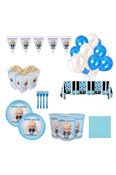 Partihane Boss Baby Themed Birthday Set for 8 People