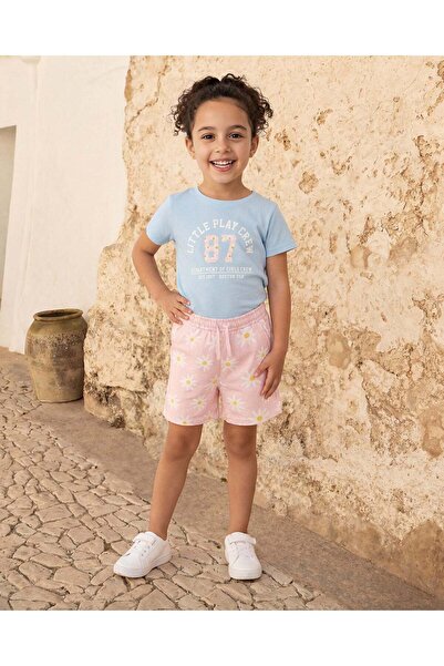 REDTAG Girls Graphic T-Shirt and Shorts Set