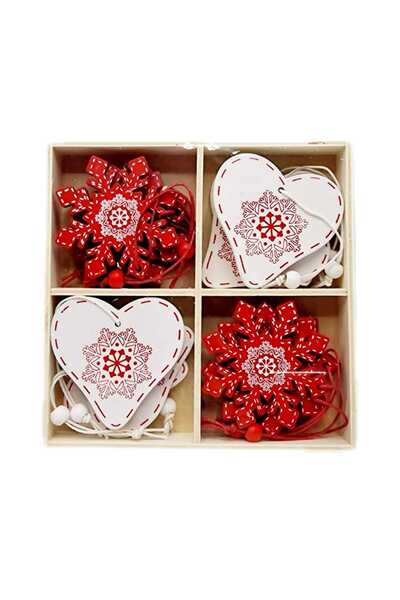 decotoys Ornament Lemn Crăciun 12/set