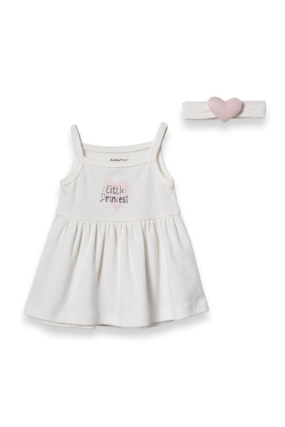 BabyCosy Organic Wear 100% قطن، طقم فستان وربطة شعر للفتيات الصغيرات - طقم فس...