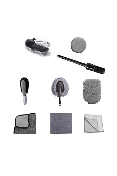 Avaleea Set 9 Piese pentru Spalat Auto, din Plastic si Microfibra, Perii si L...