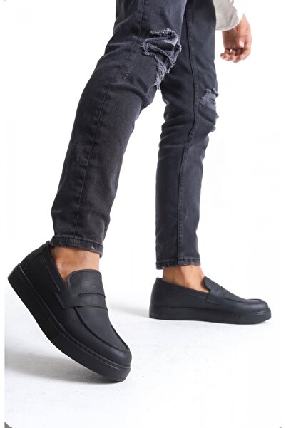 pabucmarketi Belted Men's Casual Shoes Black (Black Sole)