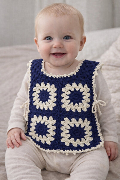 lupi Motifed Hand Knitted Baby Bib Sweater