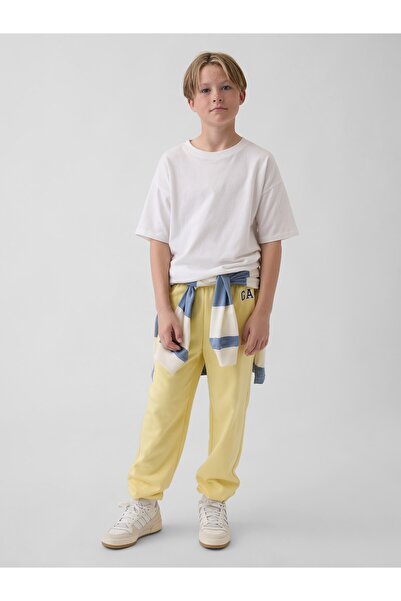 GAP Erkek Çocuk Sarı Relaxed Logo Fransız Havlu Kumaş Jogger Eşofman Altı