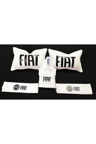 Fiat 2Lİ BOYUN YASTIĞI 2Lİ EMNİYET KEMER PEDİ 1 ADET VİTES POLARI SETİ (BEYAZ)