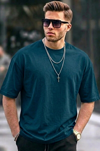 COMBİNE MİCHAİL Tricou pentru bărbați Premium basic Trend Blue supradimensionat