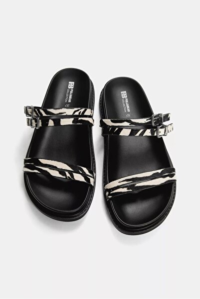 Buti Allbucks Pullbear Leopard Zebra Patterned %100 D Leather Sa Sandals Erli...