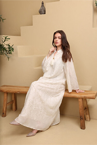 IKKXA Petal Grace Embroidered Jalabiya