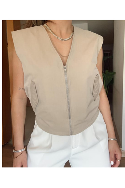 moda rüyası Pocket Detail Women's Back Elastic Vest